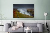 Canvas Schilderij Waterdamp van de Gullfoss waterval in IJsland - 120x80 cm - Wanddecoratie