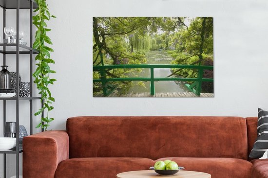 Vue sur l'eau du pont japonais dans le jardin de Monet à la française Giverny Toile 120x80 cm - Tirage photo sur toile (Décoration murale salon / chambre)