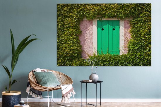 Portes pliantes sur le côté de la ferme du jardin de Monet en France Toile 180x120 cm - Tirage photo sur Toile (Décoration murale salon / chambre) XXL / Groot format!