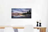 Canvas Schilderij Meer - Steen - Boom - 80x40 cm - Wanddecoratie