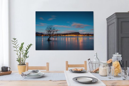 The Wanaka Tree at Lake Wanaka in New Zealand Canvas 120x80 cm - Tirage photo sur toile (Décoration murale salon / chambre)