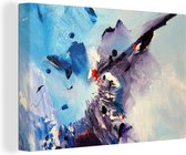 Zwart à rayures bleues sur une toile de peinture 180x120 cm - Tirage photo sur toile (Décoration murale salon / chambre) XXL / Groot format!