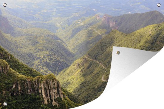 Kronkelende bergweg Brazilie - Tuinposter