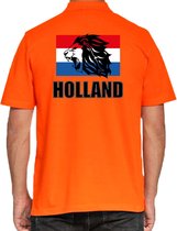 Grote maten oranje poloshirt met leeuw en vlag Holland / Nederland supporter EK/ WK voor heren XXXXL