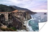 Bixby Creek Bridge aan de kust van Big Sur in Amerika Poster 60x40 cm - Foto print op Poster (wanddecoratie woonkamer / slaapkamer) / Amerika Poster