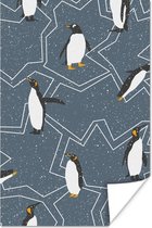Poster Pinguïn - Patroon - Sneeuw - 80x120 cm
