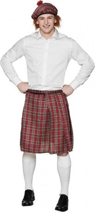 4x pieces de kilt jupe ecossaise rouge pour homme Deguisements de carnaval bol