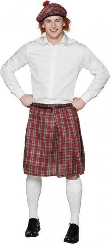 4x stuks rode Schotse kilt / rok voor heren - Carnaval verkleedkleding