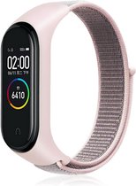 Nylon Smartwatch bandje - Geschikt voor  Xiaomi Mi Band 3 / 4 nylon bandje - pink sand - Strap-it Horlogeband / Polsband / Armband