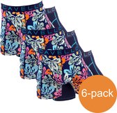 Cavello Boxershorts Zwart Bloem Print 6-Pack