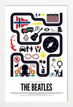 JUNIQE - Poster in houten lijst The Beatles -20x30 /Blauw & Rood