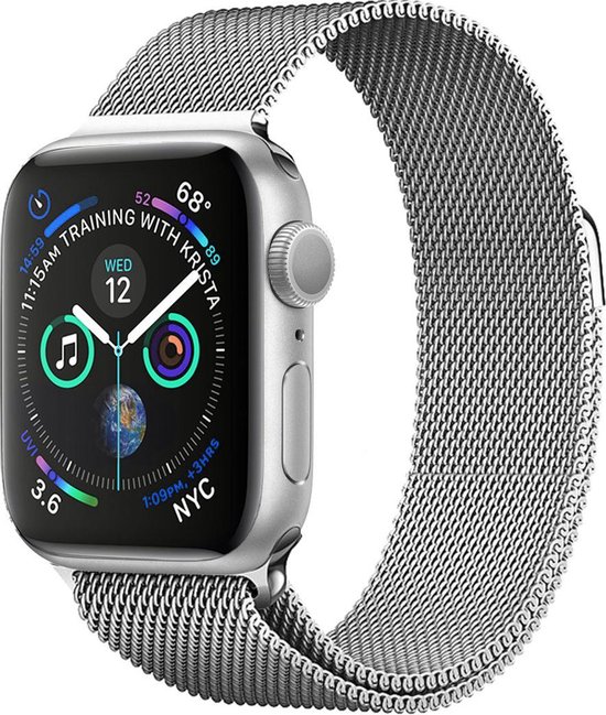 Horlogeband Milanees Geschikt voor Apple Watch 38/40/41 mm Bandje - Bandje Geschikt voor Apple Watch 38/40/41 mm Band Milanees - Zilver