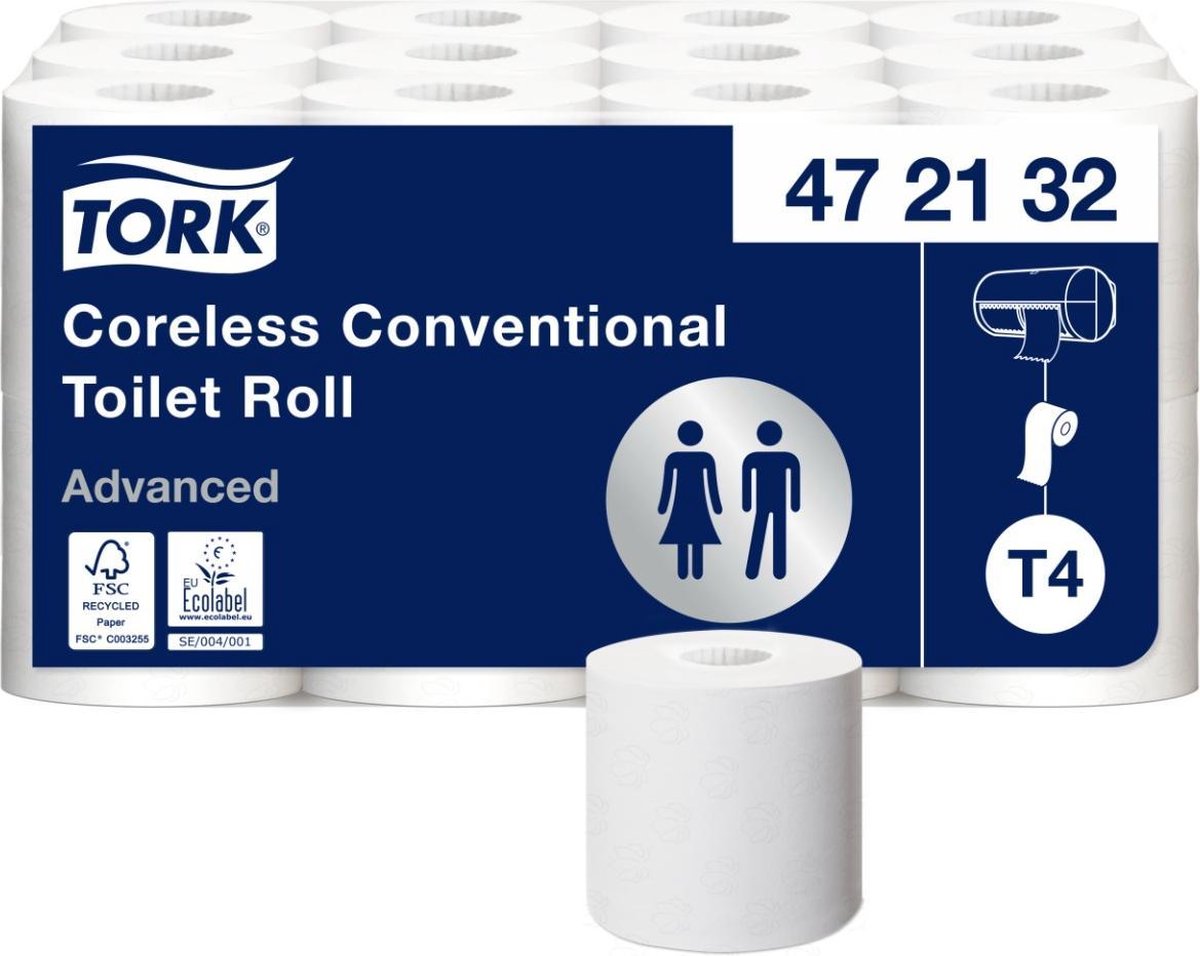 Tork hulsloos traditioneel toiletpapier, wit, 2 laags, pak à 24 rol (472132)