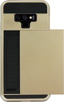 - ADEL Kunststof Back Cover Hardcase Hoesje Geschikt voor Samsung Galaxy Note 9 - Pasjeshouder Goud