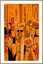 JUNIQE - Poster met kunststof lijst The Dude -30x45 /Geel & Oranje