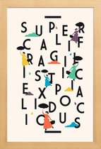 JUNIQE - Poster in houten lijst Supercali -20x30 /Kleurrijk