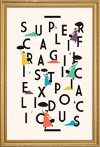 JUNIQE - Poster met houten lijst Supercali -20x30 /Kleurrijk