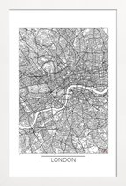 JUNIQE - Poster in houten lijst Londen - minimalistische stadskaart
