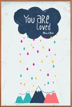 JUNIQE - Poster met kunststof lijst You Are Loved -40x60 /Blauw & Roze
