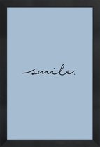 JUNIQE - Poster in houten lijst Smile -30x45 /Blauw
