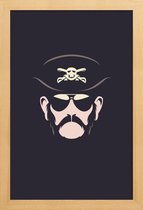 JUNIQE - Poster met houten lijst Lemmy Motorhead - minimalistisch