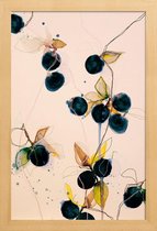 JUNIQE - Poster in houten lijst Blueberries 01 -20x30 /Blauw & Ivoor