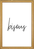 JUNIQE - Poster met houten lijst Bisous -40x60 /Wit & Zwart