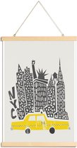 JUNIQE - Posterhanger New York Cityscape -40x60 /Geel & Grijs