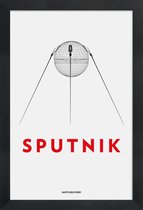 JUNIQE - Poster in houten lijst Sputnik 2 -40x60 /Wit