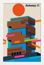 JUNIQE - Poster in houten lijst Antwerp 11 -40x60 /Kleurrijk