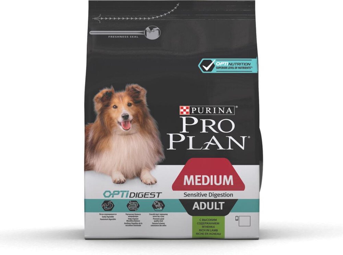 Pro Plan Dog Adult Medium Sensitive Digestion Lam - Hondenvoer - 4 x 3 kg
