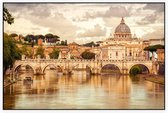 Sint-Pieter en Engelenbrug over de Tiber in Rome - Foto op Akoestisch paneel - 225 x 150 cm