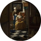 De liefdesbrief, Johannes Vermeer - Foto op Behangcirkel - ⌀ 80 cm
