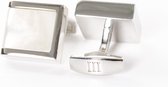 Manchetknopen gepolijst rhodium met parelmoer inleg