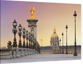 Zonsopgang op de Pont Alexandre III over de Seine in Parijs - Foto op Canvas - 90 x 60 cm
