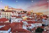 De skyline van de oudste wijk Alfama in Lissabon  - Foto op Tuinposter - 60 x 40 cm