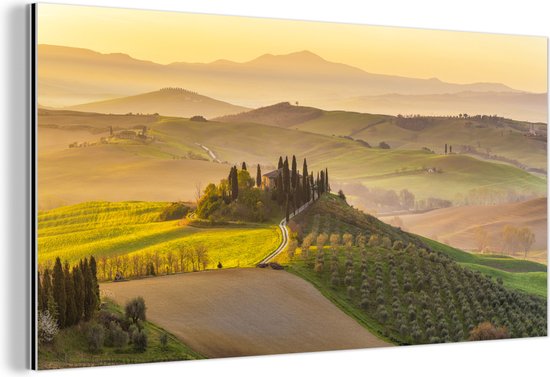 Vue des paysages toscans au cours de la matinée Aluminium 160x80 cm - Tirage photo sur aluminium (décoration murale en métal)