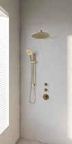 Brauer Gold Edition thermostatische inbouw doucheset - geborsteld goud PVD - hoofddouche 30cm - wandarm gebogen - ronde handdouche - met glijstang