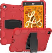 3-laags beschermingsschermframe + pc + siliconen schokbestendige combinatiehoes met houder voor iPad mini 5/4 (rood + zwart)