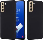 Voor Samsung Galaxy S21 FE 5G pure kleur vloeibare siliconen schokbestendige volledige dekking (zwart)
