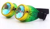 Caleidoscoop bril goggles Steampunk - geel groen - natural high space