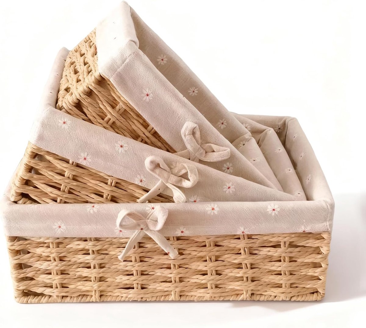 Broodmand Set - Gevlochten Mand - Brood Presenteren - Handgeweven Rotan - 3 Delig - Natuurlijk