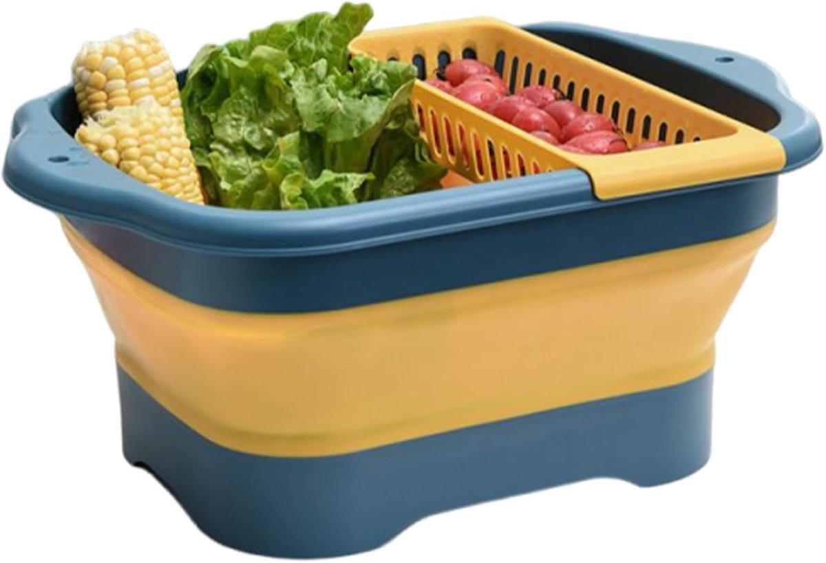 Afwasteil - Draagbare spoelbak - Groenten fruit wassen - Met drainplug - 426 x 32 x 84 cm