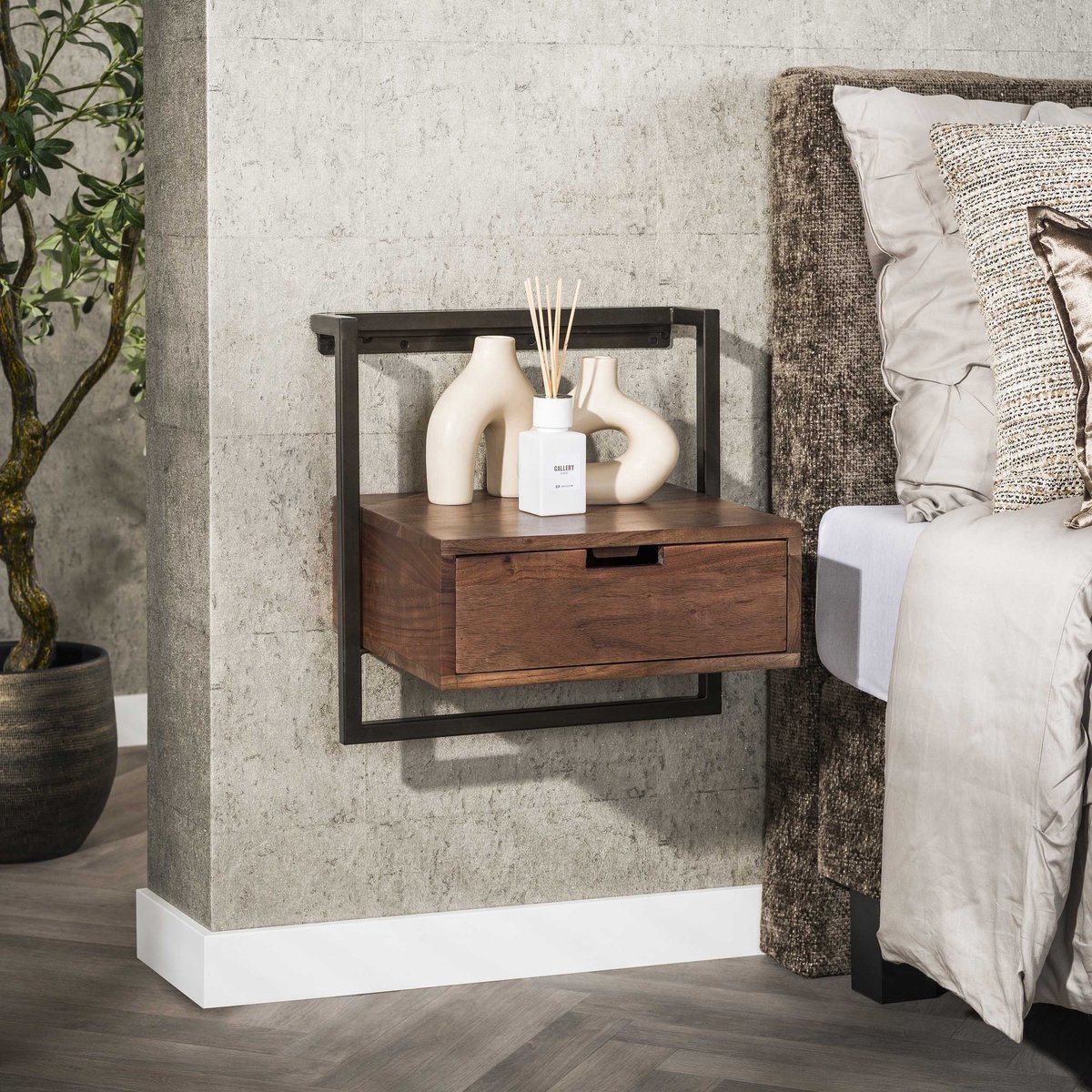 Nachtkastje Air Solid Massief Acacia Bruin 1 Lade