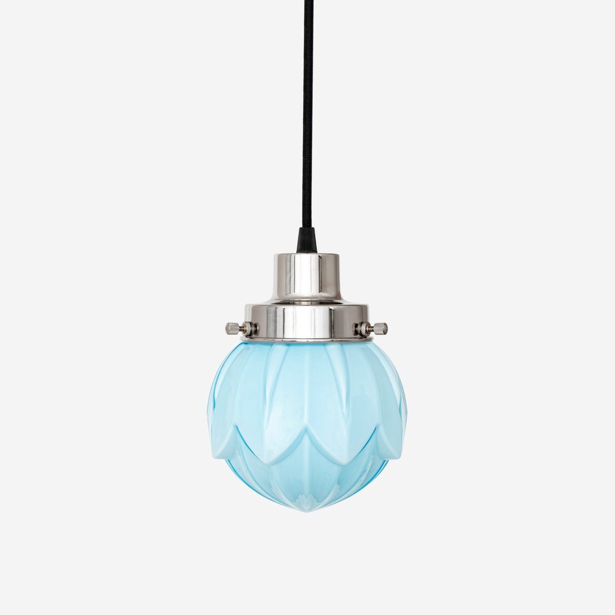 Coloured by Art Hanglamp aan snoer Lotus Misty 20's Nikkel - Art Deco Trade Zachtblauw