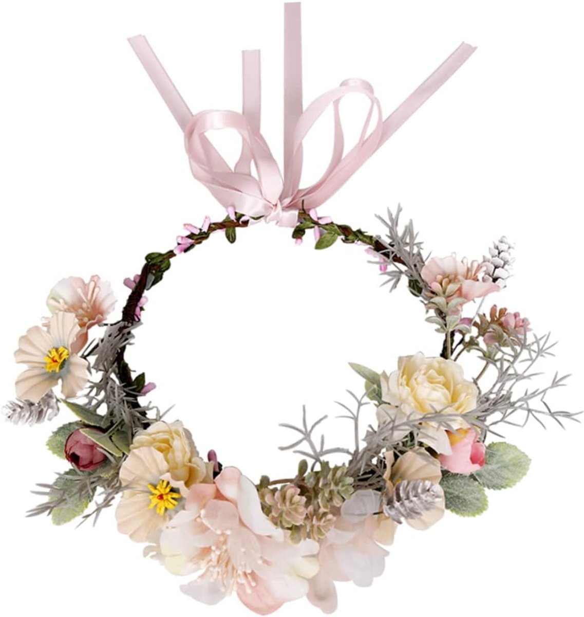 Bloemen Haarband - Lint Garland Fee - Bruiloft Accessoire - Boheemse Stijl - 18 x 16 x 5 cm