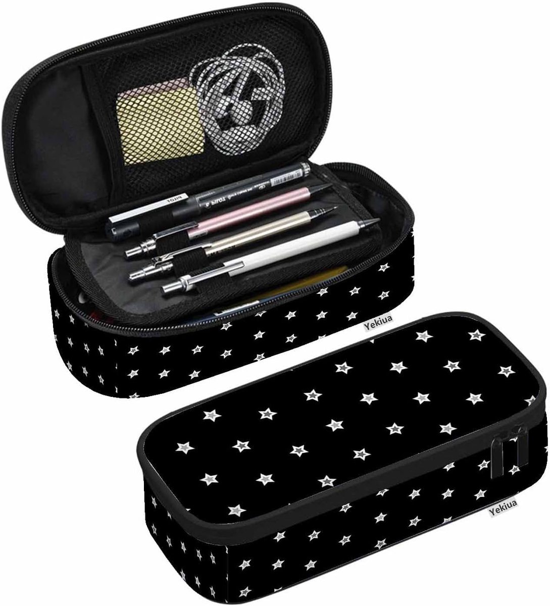 Potlood Pouch - Etui Tas - Opbergen Spullen - Waterdichte Stof - Eén Maat - Wit Zwart