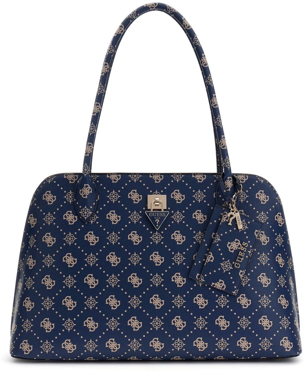 GUESS schoudertas Patsie Tote Navy Logo donkerblauw