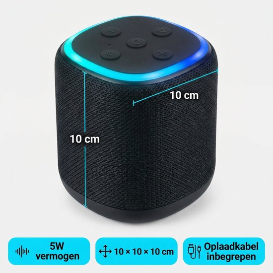 Cheqo® Bluetooth Speaker - Draadloze Speaker - Mini Bluetooth Speaker - Portable Speaker - Bluetooth Box - Bluetooth Luidspreker - Draadloze Luidspreker - Speaker met Licht - Bluetooth Speaker met Licht — afbeelding 2