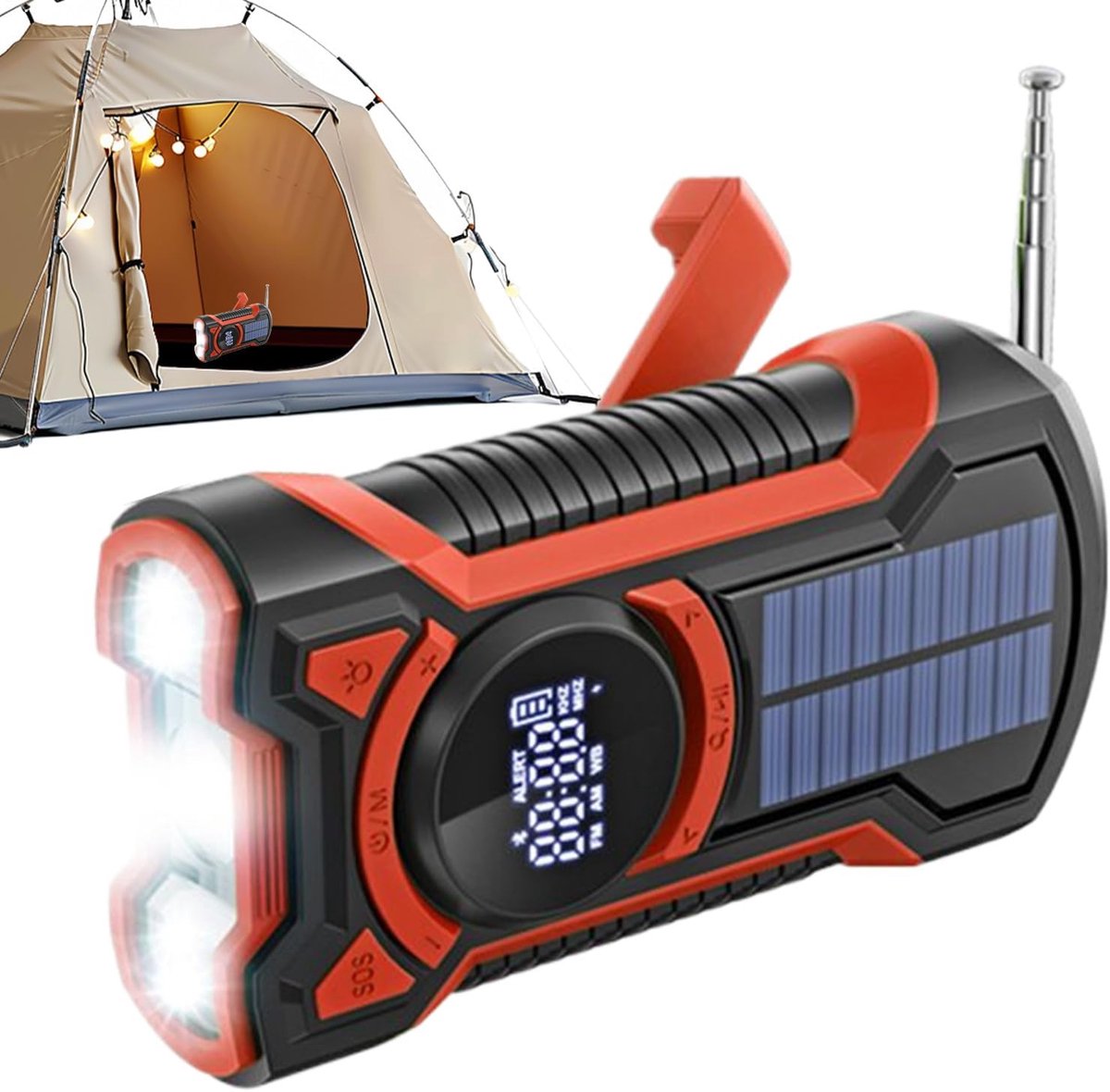 Draagbare Radio - AM FM Ontvanger - Outdoor Avonturen - 5000mAh Accu Zaklamp - 17.5 x 9.9 x 6.8 cm